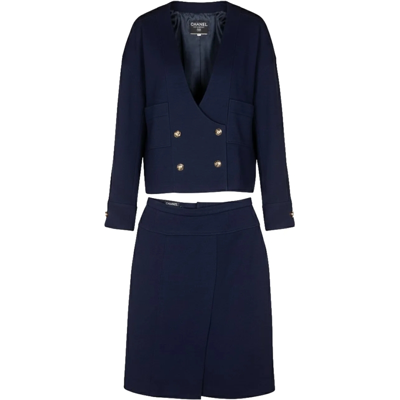 Chanel Übergangsjacke Chanel Navy Wool Captaine Jacket Set (DE36 / FR38) blau