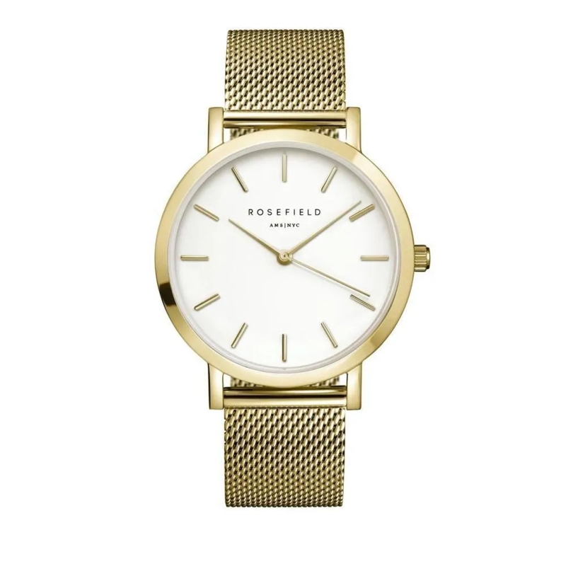 Rosefield Quarzuhr Damenuhr Mercer Rund Mesh gold
