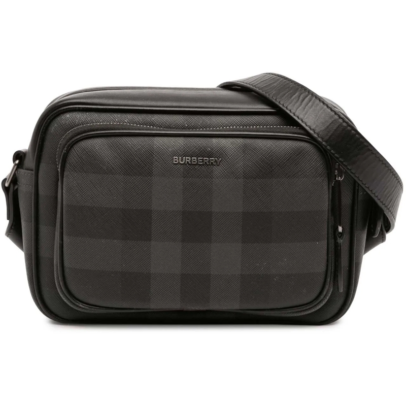 Burberry Schultertasche Coated Canvas Check Paddy Bag grau