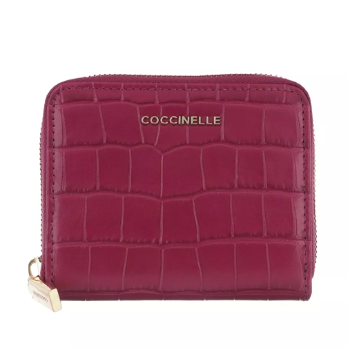 Coccinelle Croco Shiny Soft Wallet Leather Deep Violet Zip-Around Wallet