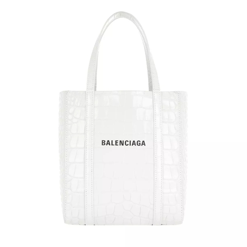 Balenciaga XXS Everyday Tote Bag Croc Print White Rymlig shoppingväska