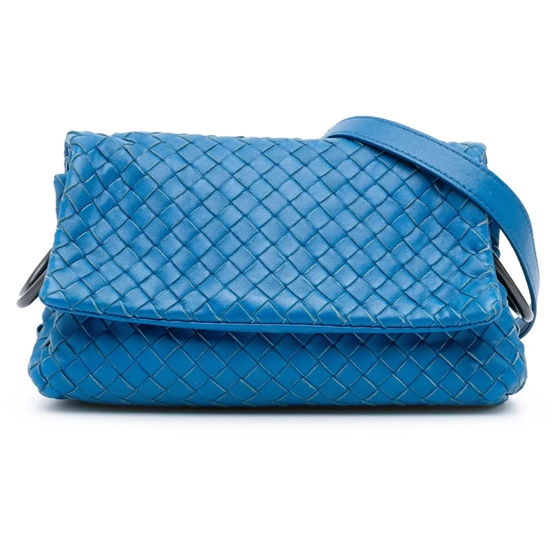 Bottega Veneta Schultertasche Nappa Intrecciato Flap Crossbody blau