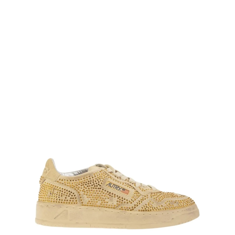 Autry International Lage-top sneaker Medalist Low - Suede Trainers With Rhinestones Neutrals