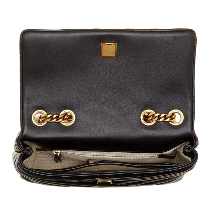 Tory Burch Kira Chevron Small Convertible Shoulder Bag Black Crossbody Bag