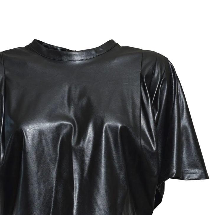Tシャツ・カットソー Isabel Marant Etoile Black Faux Leather Brooky Cropped Top Etoile Isabel Marant Black Faux Leather Brooky Cropped Top
