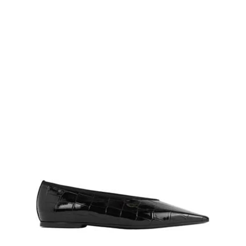 TOTEME Ballerinas Minimalist Croco-Embossed Ballerinas Black