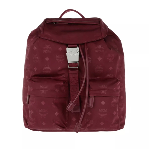 MCM Dieter Monogram Nylon Backpack Small Ruby Tan Backpack