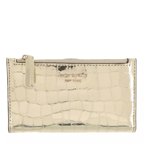 Kate Spade New York Sylvia Croc-Embossed Small Slim Bifold Wallet Gold Tvåveckad plånbok