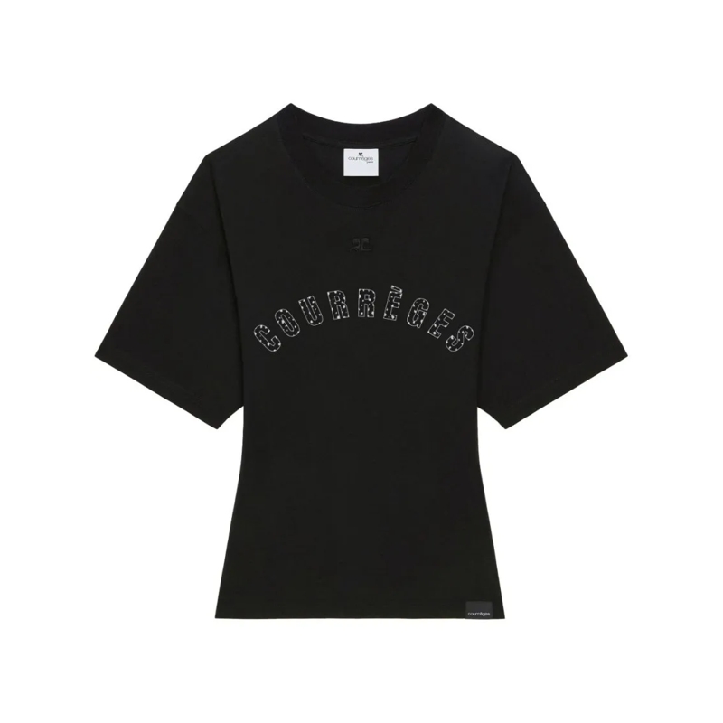 Courrèges T-shirt Round Neck T-Shirt Black