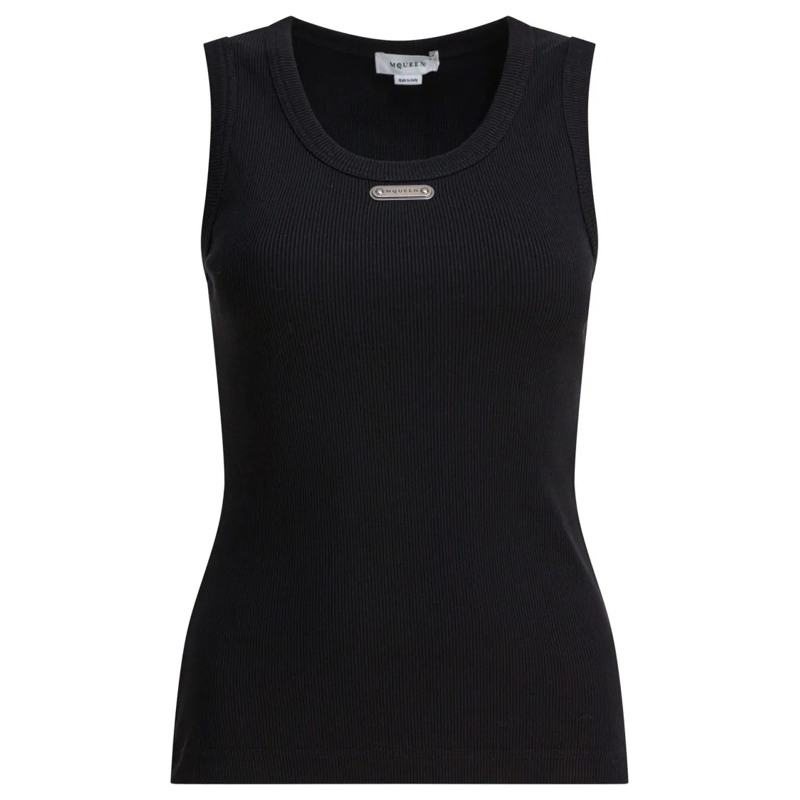 Alexander McQueen Blouse Ribbed Sleeveless Top With Fitted Silhouette Black
