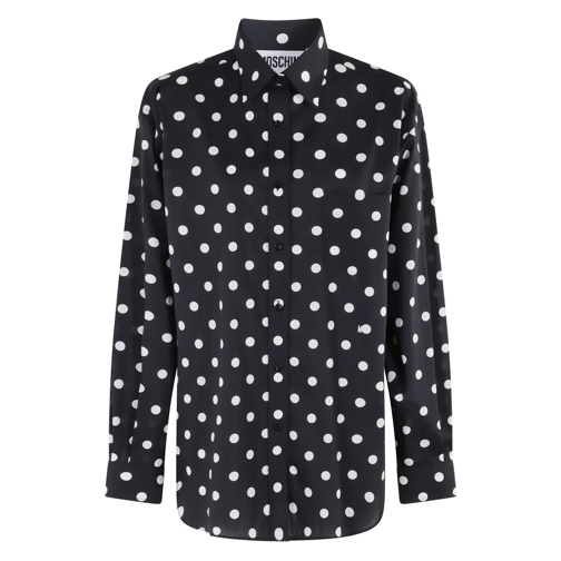 Moschino Chemises Polka Dot Cotton Voile Shirt Black