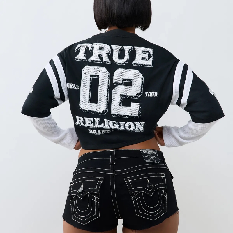 True Religion Bluse - Jersey Top mit integriertem langen Ärmel- Kontr bunt(Image 4)