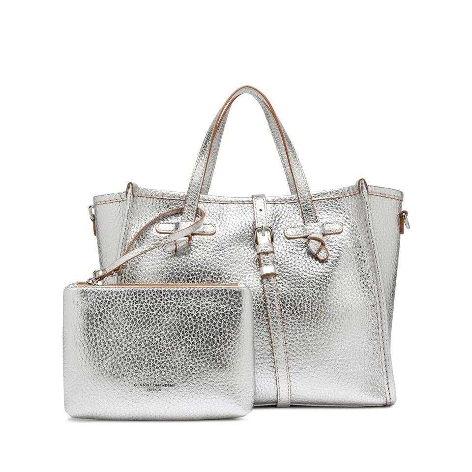 Gianni Chiarini Shoppers & Totes Marcella Silver Calf Leather Handbag in zilver
