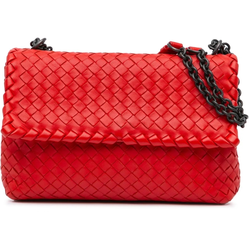 Bottega Veneta Schultertasche Small Nappa Intrecciato Olimpia rot