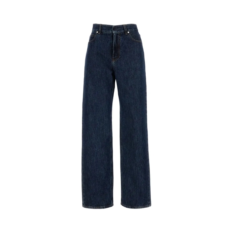 Fendi Jeans Wide-Leg Denim Jeans With Contrasting Stitching Blue