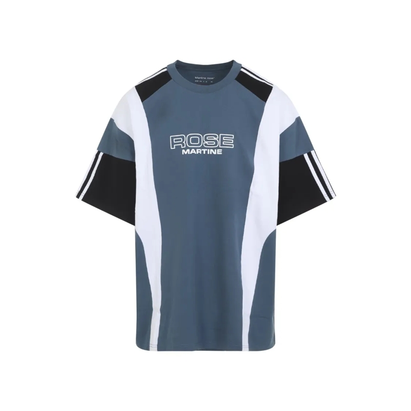 Martine Rose T-shirt Color-Block Short-Sleeve T-Shirt With Bold Text De Blue