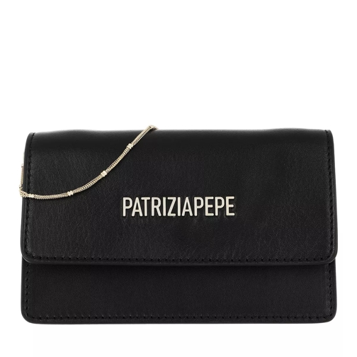 Patrizia Pepe Mini Shoulder Bag Piping Metallic Logo Nero Crossbody Bag