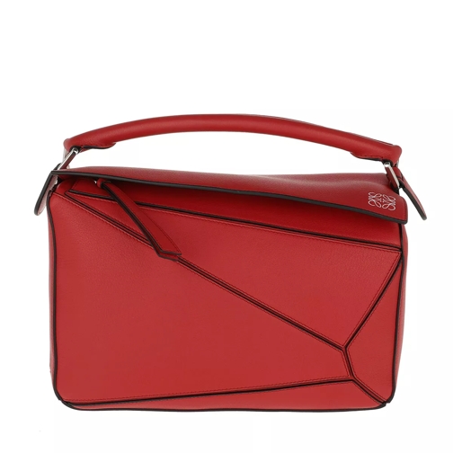 Loewe Puzzle Bag Classic Calf Scarlet Red Crossbody Bag