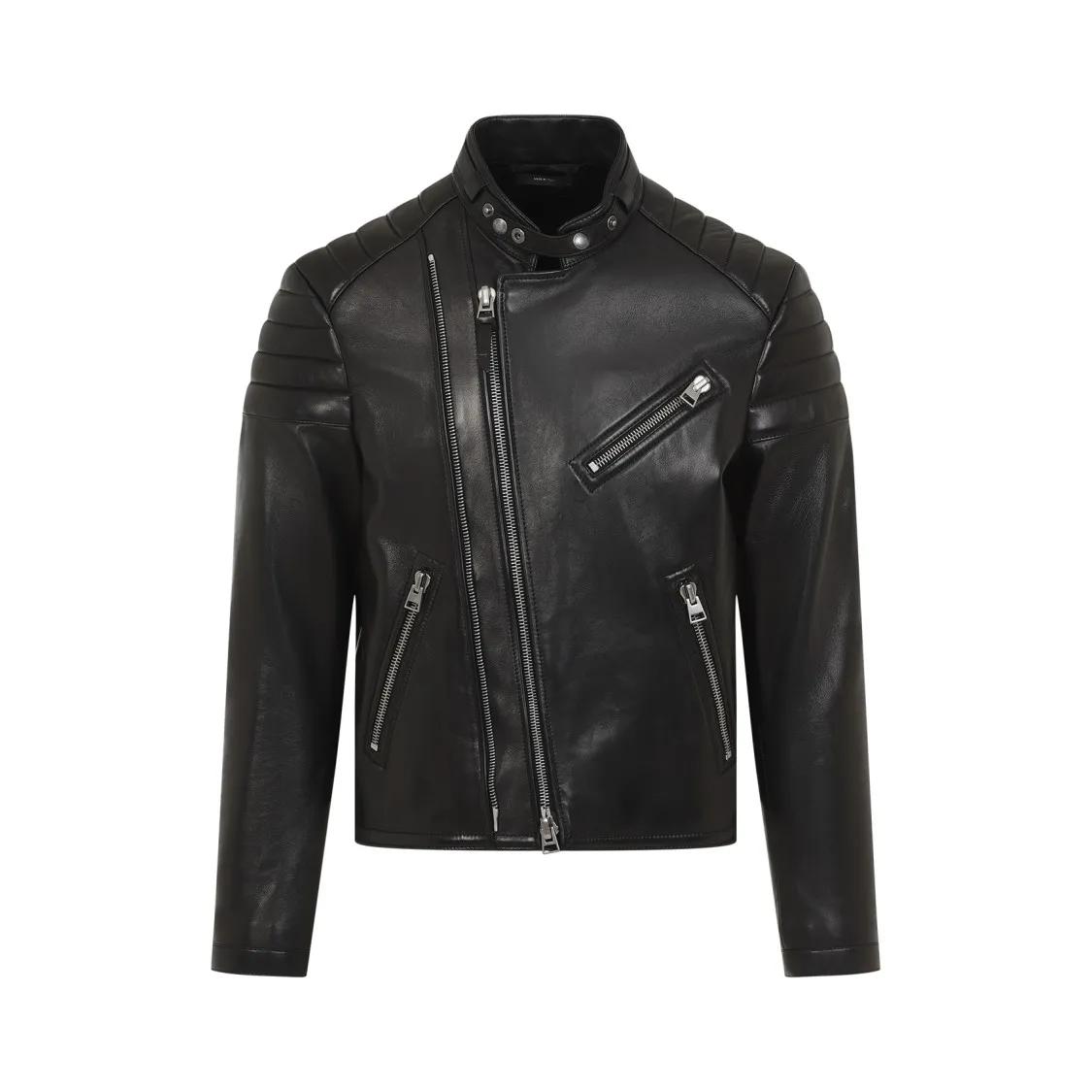 Tom Ford - Black Lamb Leather Biker Jacket - Größe 52 - schwarz