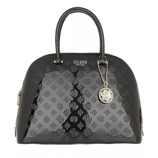 Guess Peony Shine Large Dome Satchel Black Tote