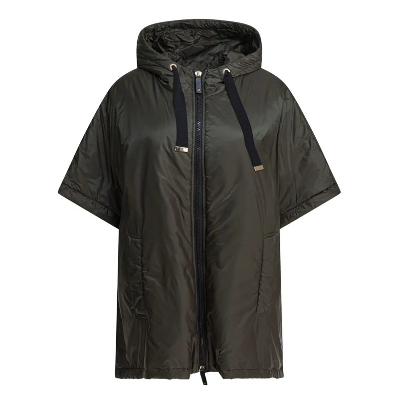 Max Mara  Short-Sleeved Green Coat With Hood Green
