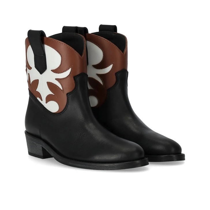 Via Roma 15 Malibu' Santa Monica Tricolor Texan Bootie Black