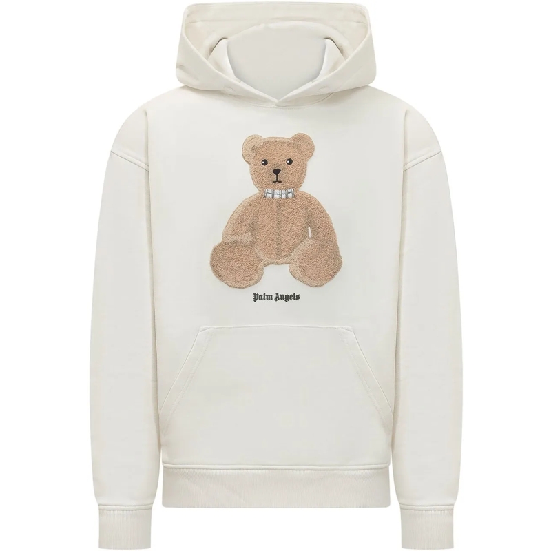 Palm Angels  Felpa con Cappuccio e Stampa Orso weiß