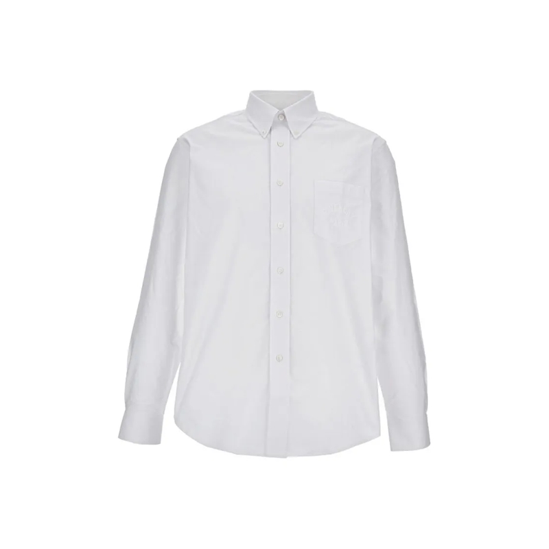 Givenchy Overhemd Long-Sleeve Cotton Shirt With Button-Down Collar White
