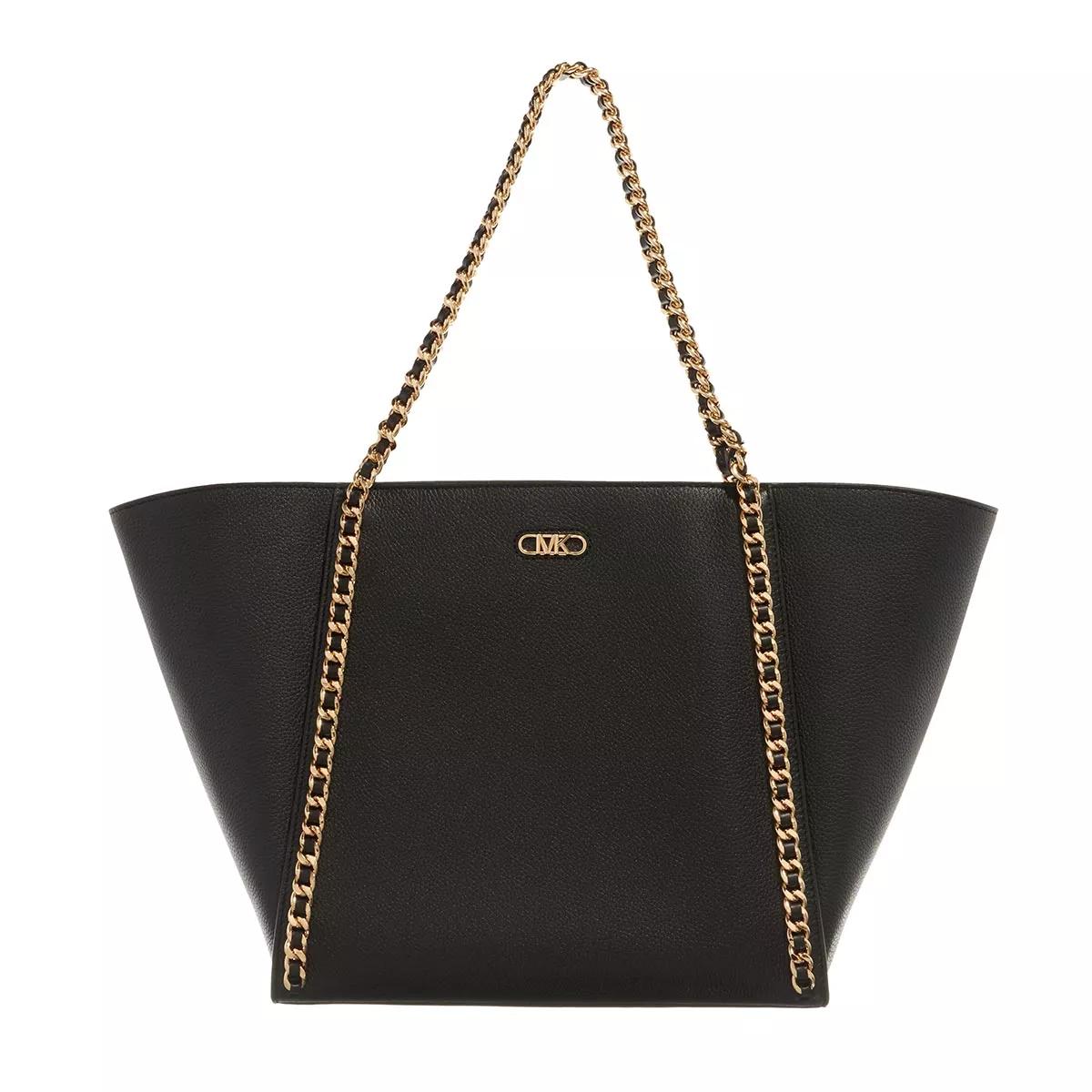 Michael kors black 2024 tote with gold chain