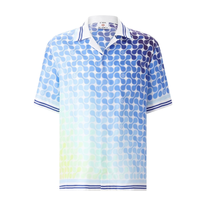 Casablanca Hemd Kurzarmhemd aus Seide blau