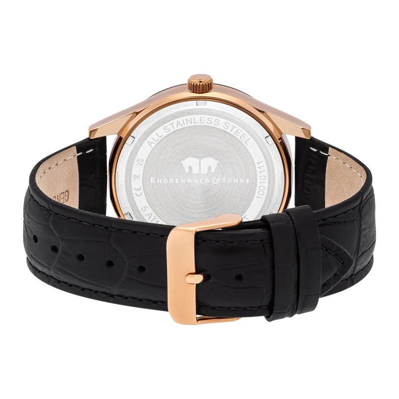 Rhodenwald & Söhne Automatikuhr Herren Armbanduhr Couragian Echtleder rosegold(Image 5)