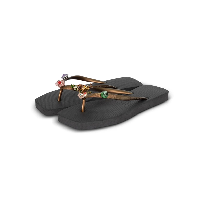 UZURII Flip Flops flip flop Flore Square Grande schwarz(Image 24)