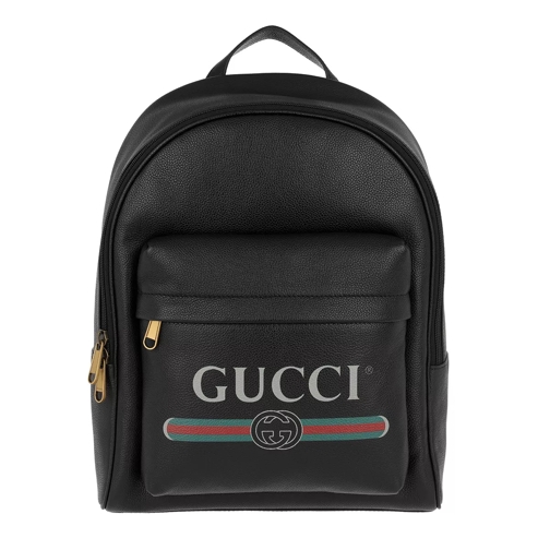 Gucci Gucci Print Backpack Leather Black Ryggsäck