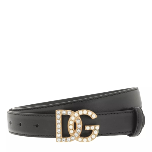 Dolce&Gabbana DG Logo Belt Calfskin Leather Black/Multi Ceinture en cuir