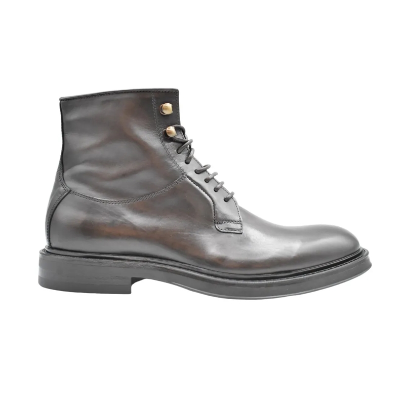Corvari Stiefel Lace-Up Brown Leather Ankle Boots Grey