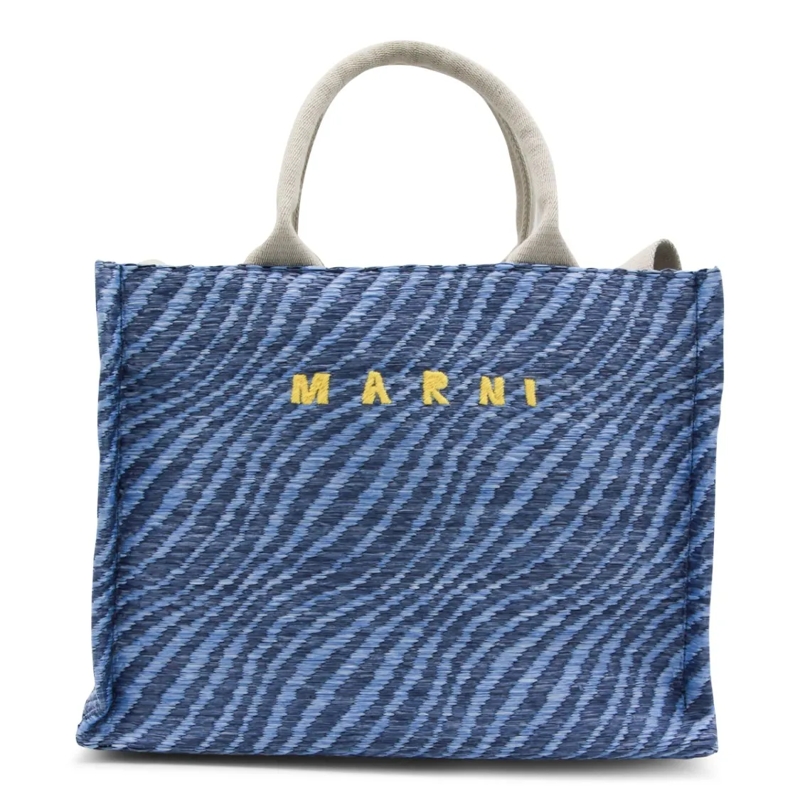 Marni Draagtas Blue Patterned Tote Bag Blue