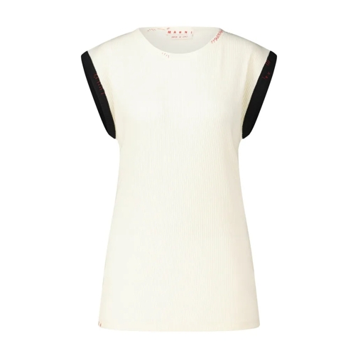 Marni Langes geripptes Top Creme T-Shirts