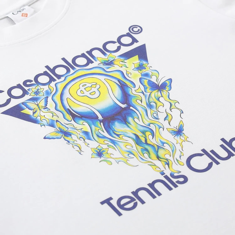 Casablanca T-Shirt Graphic-Print Cotton T-Shirt With Round Neck Desig White(Image 7)