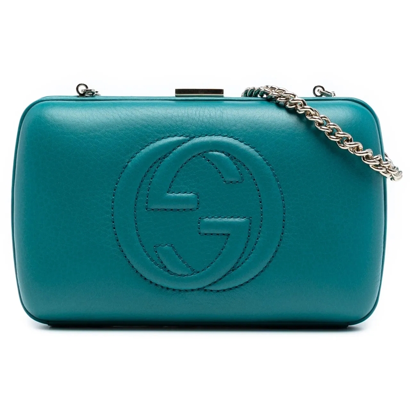 Gucci Sac à bandoulière Leather Soho Clutch on Chain blau
