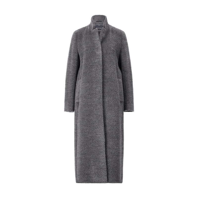 CINZIA ROCCA Übergangsmantel Maxi-Mantel aus Alpaka-Woll-Mix Grau