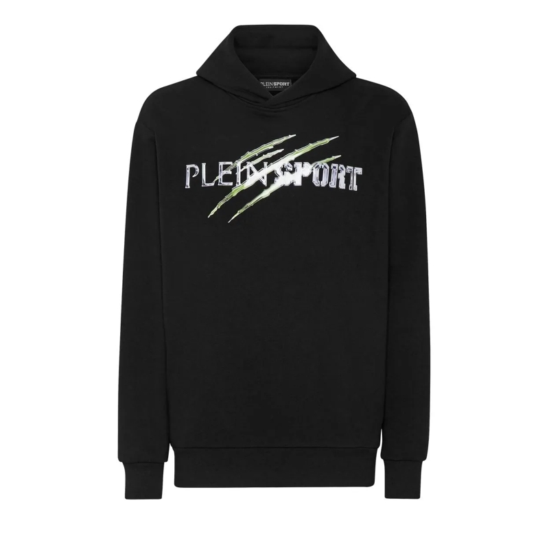 Plein Sport Top Hoodie Chrome Scratch schwarz