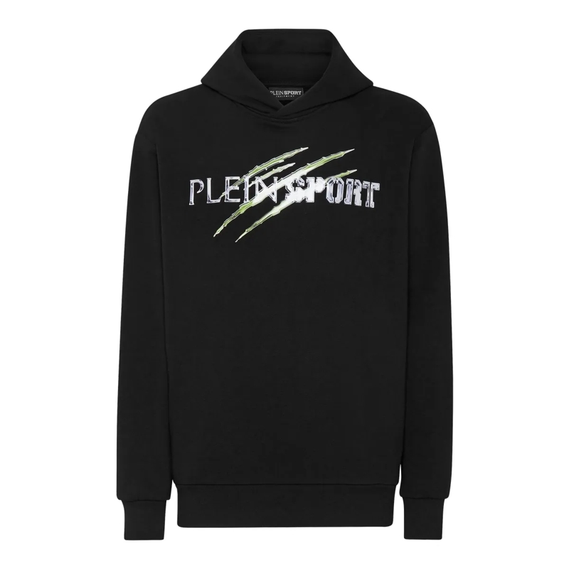 Plein Sport Top Hoodie Chrome Scratch schwarz