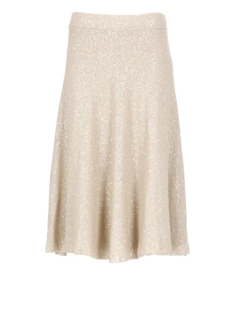Thumbnail - Brunello Cucinelli - Beige Linen Cashmere Silk Skirt - Größe S -