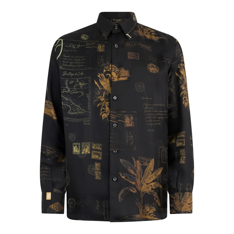 BILLIONAIRE Hemd Printed Silk Shirt Letter schwarz