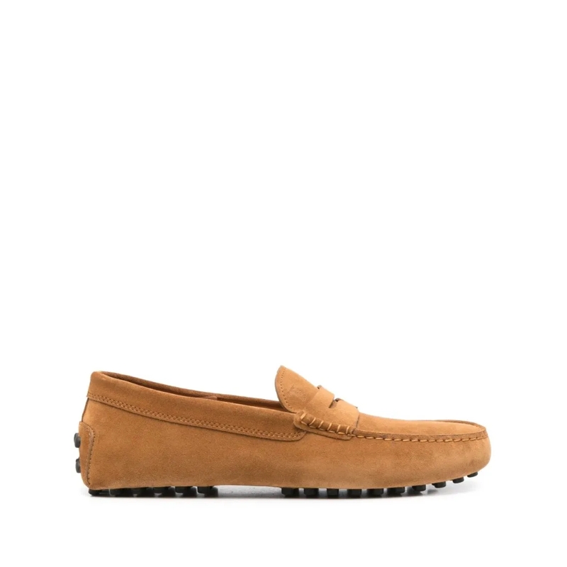 Tod's Loafer Caramel Brown Suede Moccasin-Style Flat Shoes Brown
