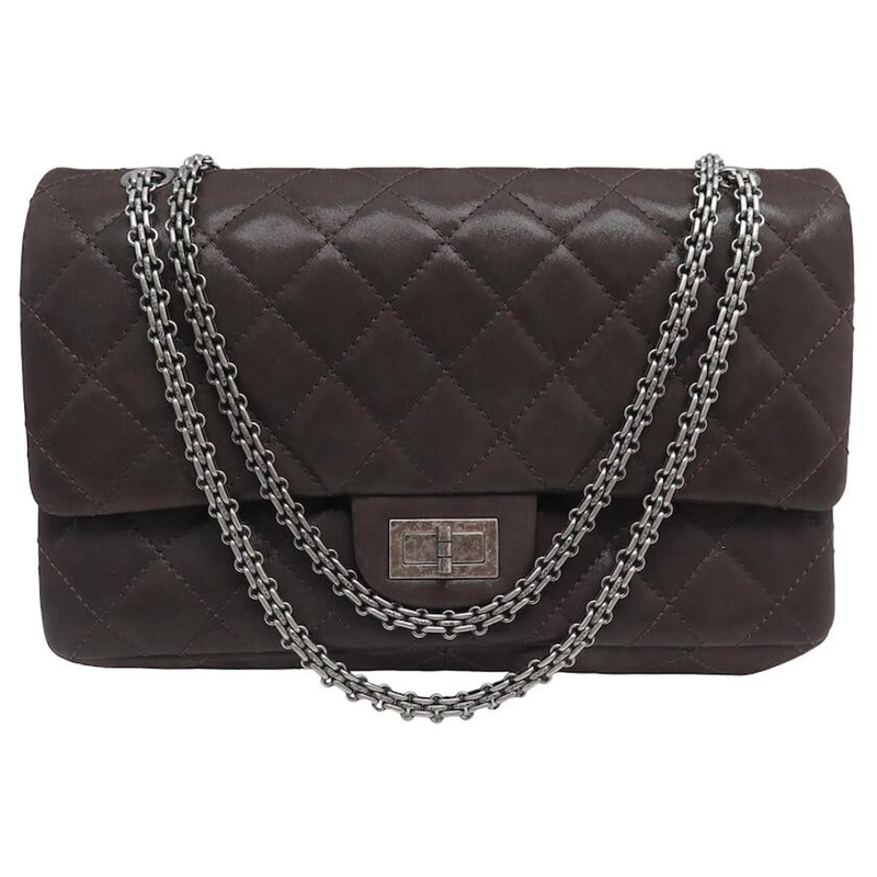 Chanel Schultertasche Chanel Handtasche 2.55 GROSSE JUMBO-HANDTASCHE AUS braun