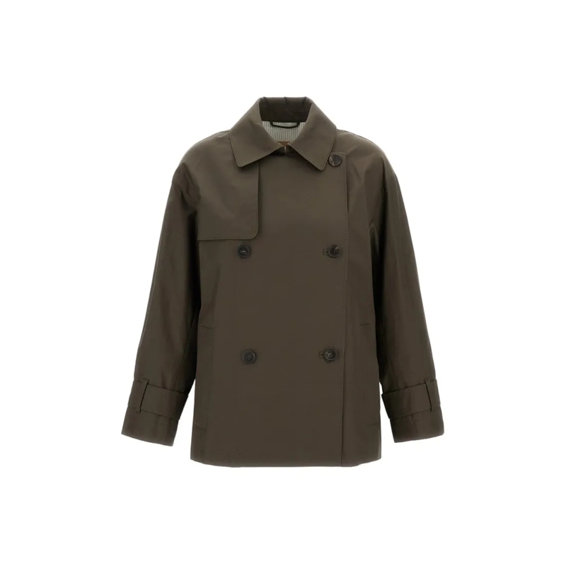 Max Mara Manteaux de tanche Short Double-Breasted Camel Trench Coat With Class Green