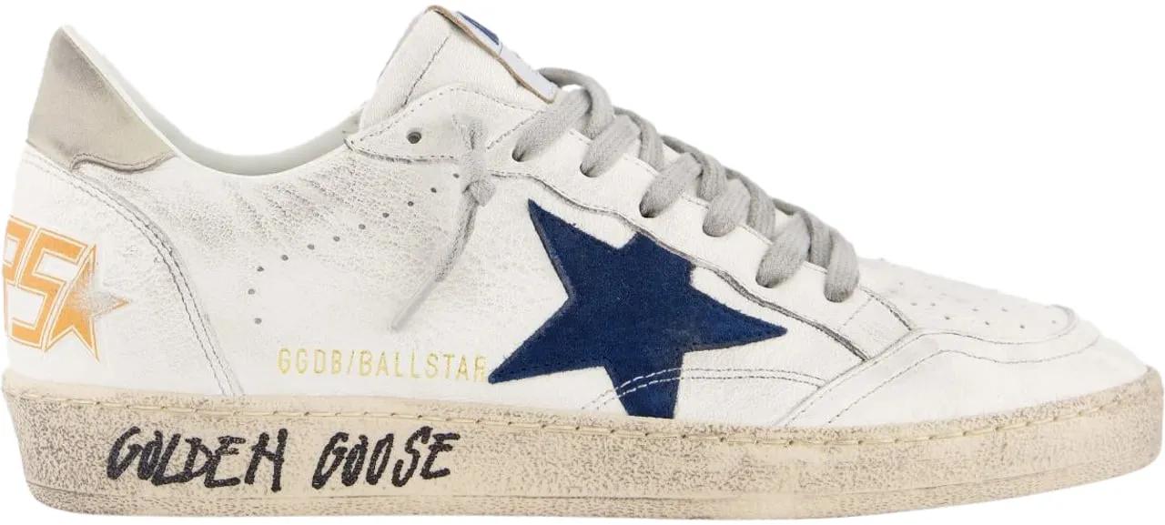 Golden Goose Low-Top Sneaker - Heren Ball Star Sneaker Wit/Blauw - Gr. 45 (EU) - in Weiß - für Herren