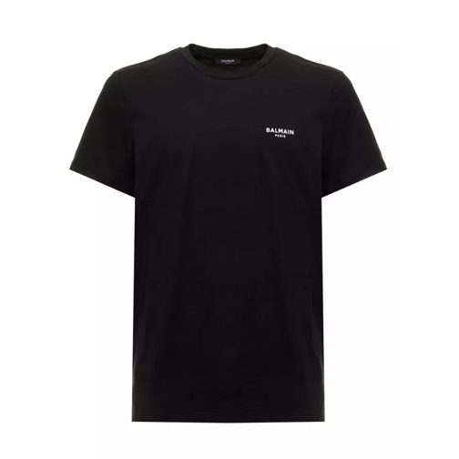 Balmain Black T-Shirt With Flock Logo In Cotton Black 