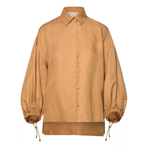 Max Mara Rodeo' Silk And Clay Blend Shirt Brown 